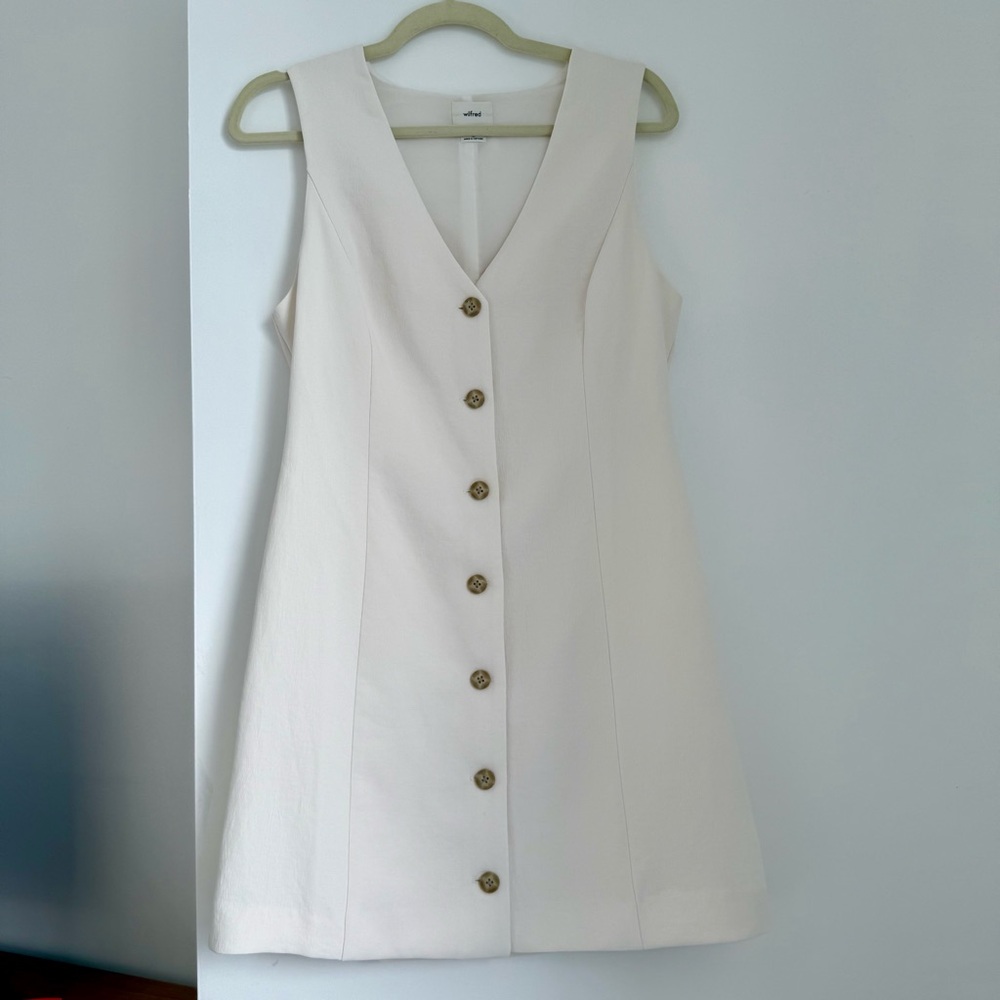 Wilfred Cream Button-Front Mini Dress